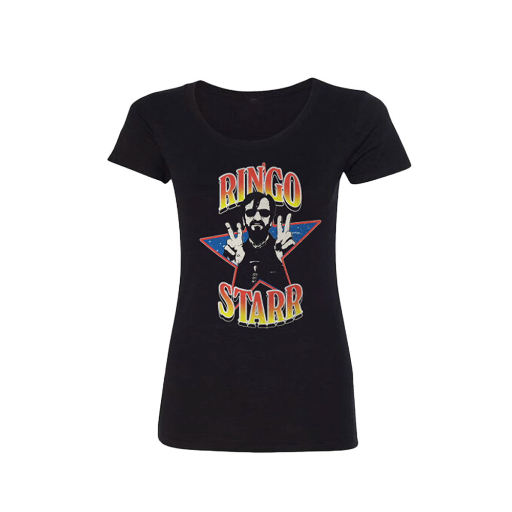 Ringo Starr Photo Womens Black T-Shirt