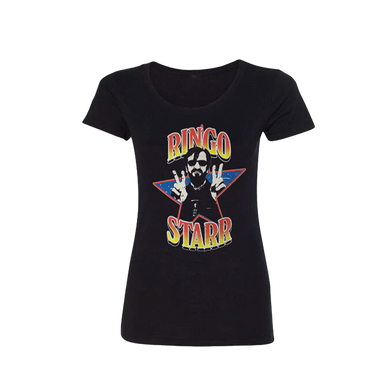 Ringo Starr Photo Womens Black T-Shirt