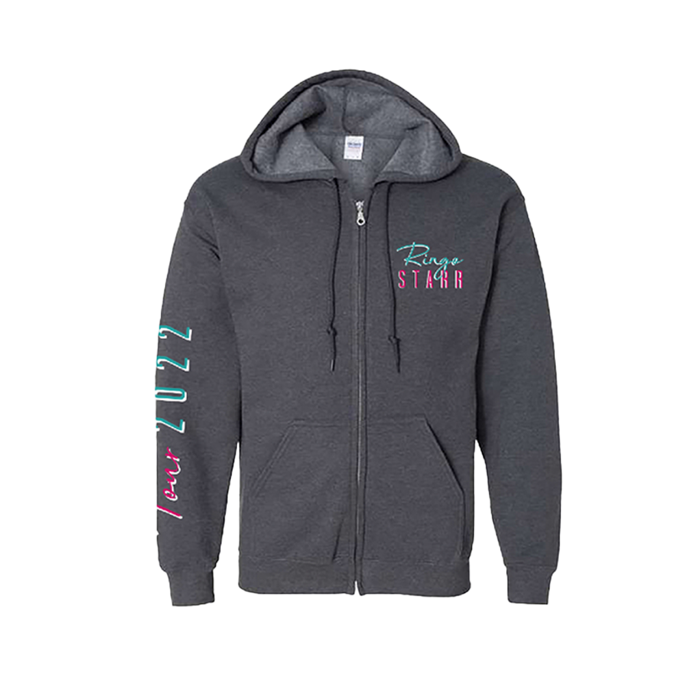 Ringo Tour Pink Teal Charcoal Zip Up Hoodie Front 