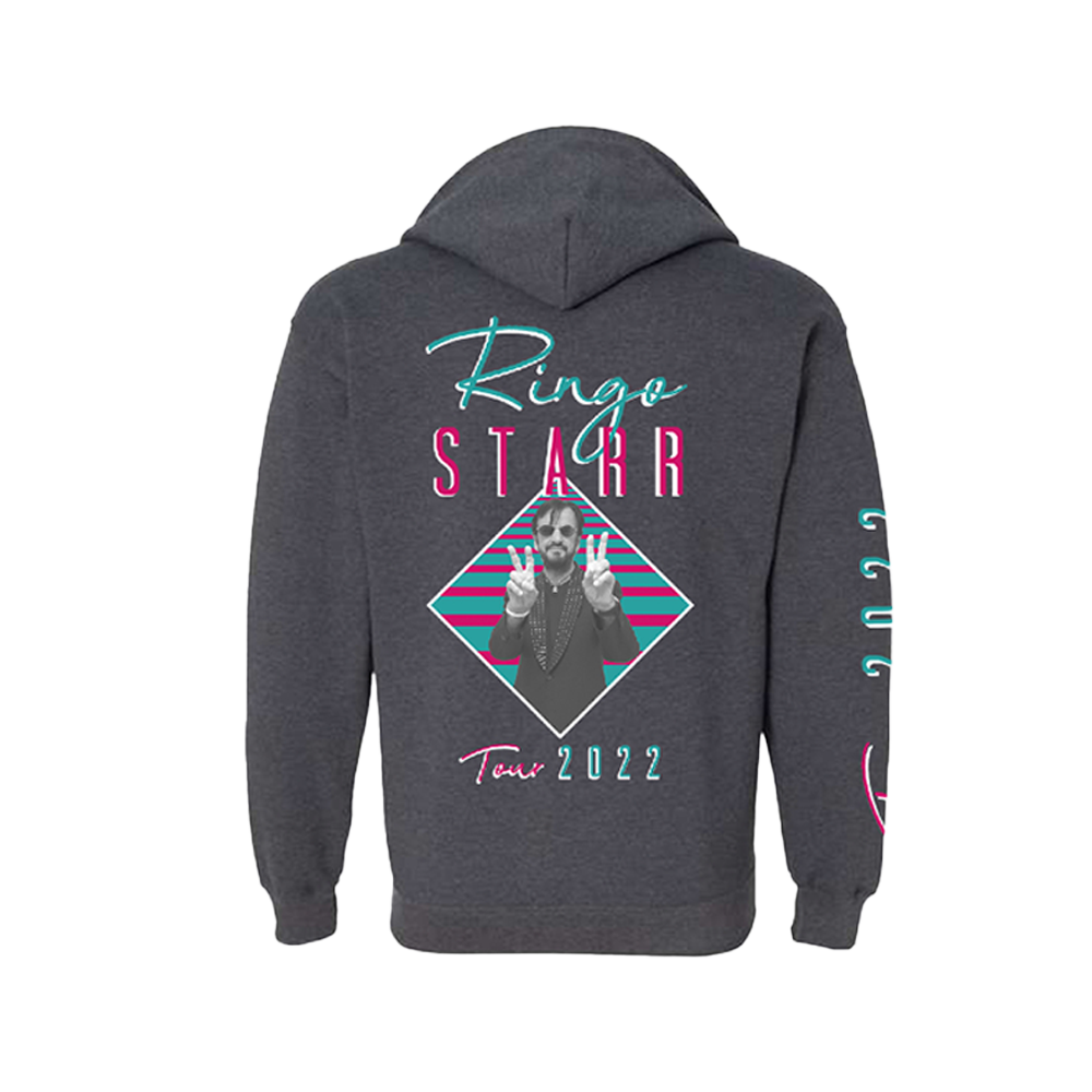 Ringo Tour Pink Teal Charcoal Zip Up Hoodie Back 